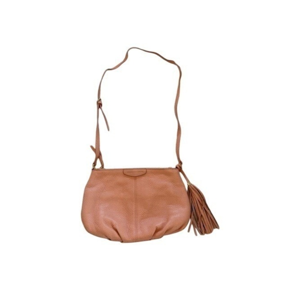 ISAAC MIZRAHI Genuine Leather Pink Crossbody Shoulder Bag Tassel Accent NWOT